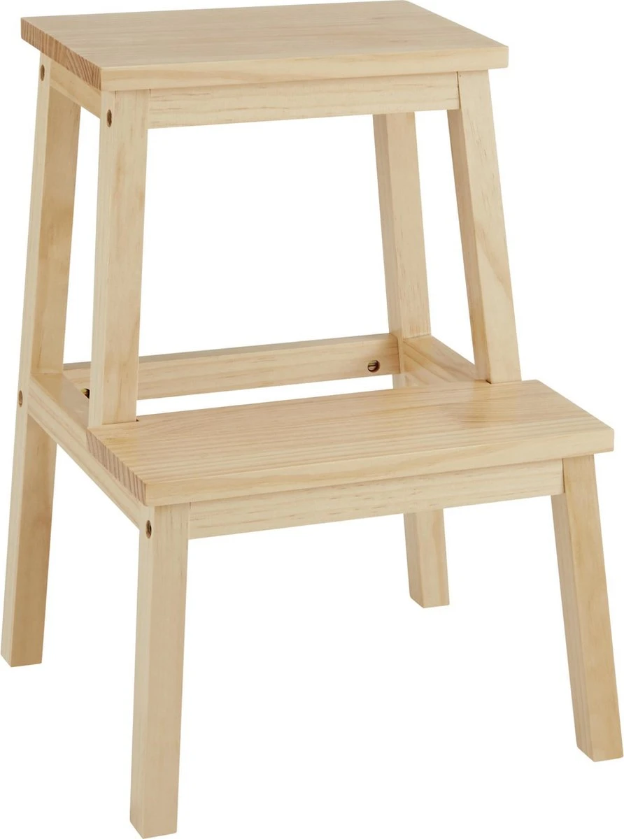 Houten Opstapje - Krukje Met 2 Niveaus - Bruin 1 Houten Opstapje - Krukje Met 2 Niveaus - Bruin