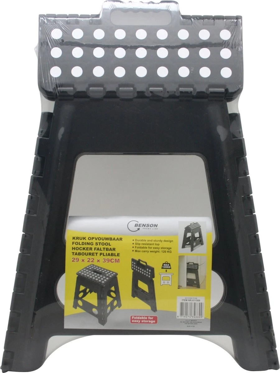 Benson Kruk - Krukje - Keukentrap - Keukentrapje - Opvouwbaar - Zwart Wit - Tot 150 Kg 2 Benson Kruk - Krukje - Keukentrap - Keukentrapje - Opvouwbaar - Zwart Wit - Tot 150 Kg - Afbeelding 2