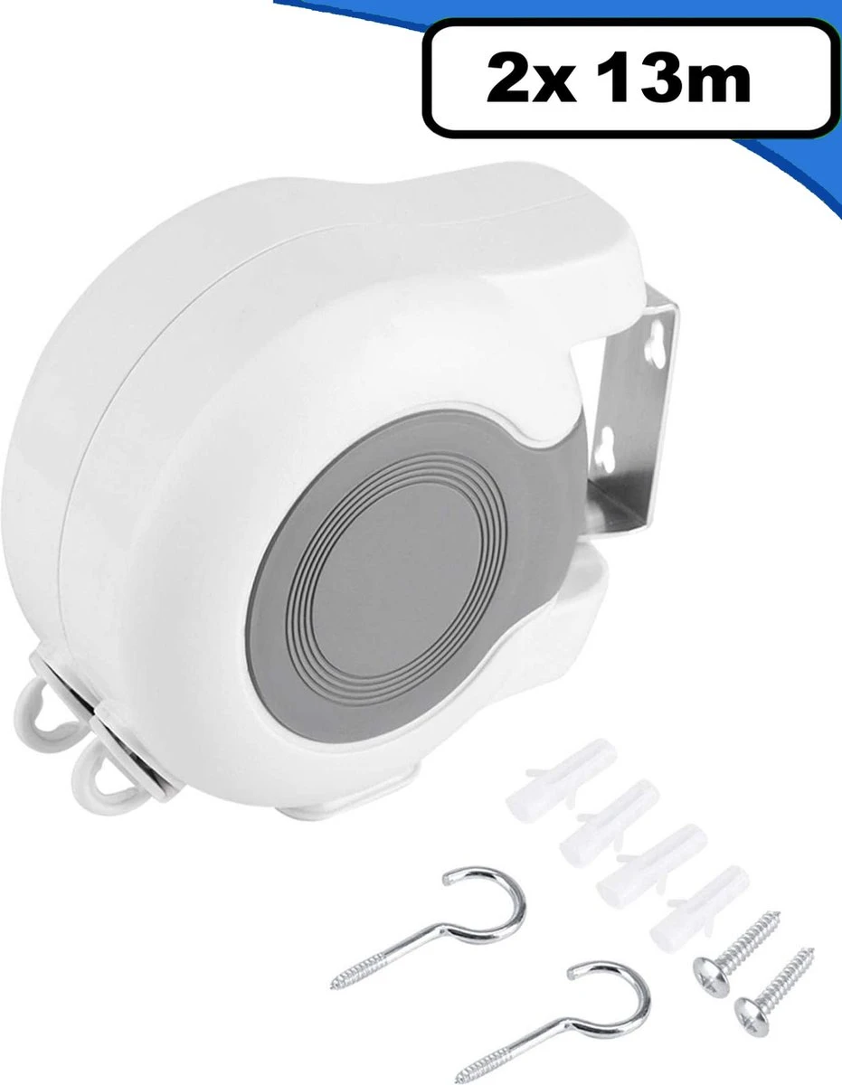 Summer Spark Sterke Waslijn Uittrekbaar 26 Meter | Waslijndraad | 2 Drooglijnen 13 Meter | Roldrooglijn | Drooglijn Oprolbaar | Automatische Waslijn | Wasrek | Droogrek 1 Summer Spark Sterke Waslijn Uittrekbaar 26 Meter | Waslijndraad | 2 Drooglijnen 13 Meter | Roldrooglijn | Drooglijn Oprolbaar | Automatische Waslijn | Wasrek | Droogrek