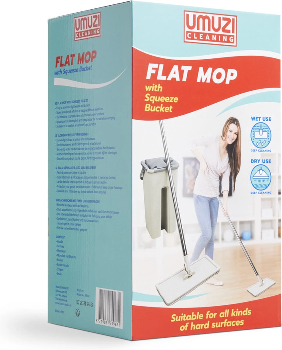 UMUZI CLEANING Dweil - Draaibare Kop - Mop Met Zelfreinigend Mechanisme - 128 Cm Lang - Afmeting Mop: 20 X 37 X 17 Cm 2 UMUZI CLEANING Dweil - Draaibare Kop - Mop Met Zelfreinigend Mechanisme - 128 Cm Lang - Afmeting Mop: 20 X 37 X 17 Cm - Afbeelding 2