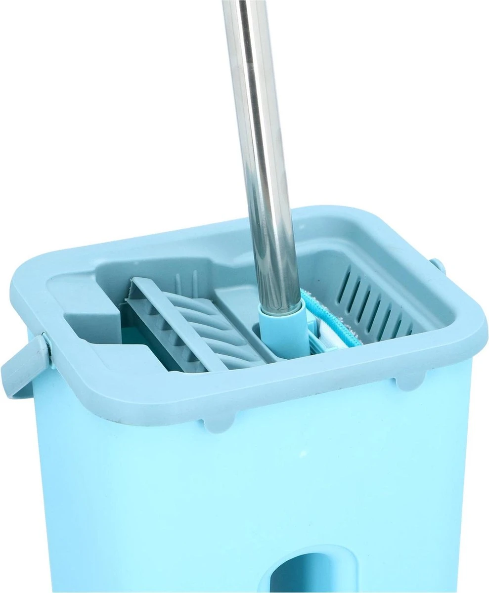 Alpina Platte Mop Met Emmer - Incl. 2 Microvezeldoeken - Voor Harde Vloeren - 360° Draaibaar 9 Alpina Platte Mop Met Emmer - Incl. 2 Microvezeldoeken - Voor Harde Vloeren - 360° Draaibaar - Afbeelding 9