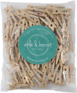 Merkloos Wasknijpers Hout - Mini Knijpers - Foto Clips - Blank Hout - 100 Stuks - Able & Borret -Schoonmaakmiddelen 990x1200 3