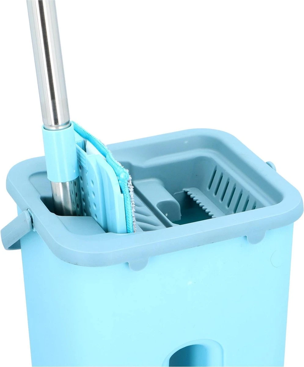 Alpina Platte Mop Met Emmer - Incl. 2 Microvezeldoeken - Voor Harde Vloeren - 360° Draaibaar 3 Alpina Platte Mop Met Emmer - Incl. 2 Microvezeldoeken - Voor Harde Vloeren - 360° Draaibaar - Afbeelding 3